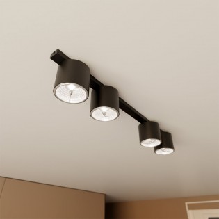 Réglette de plafond Valeno Noir (4 lumieres)