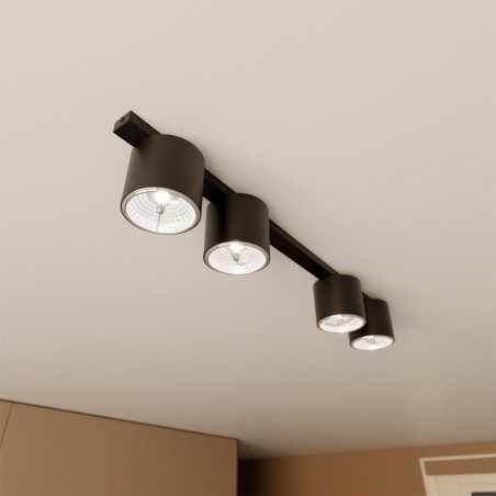 Réglette de plafond Valeno Noir (4 lumieres)