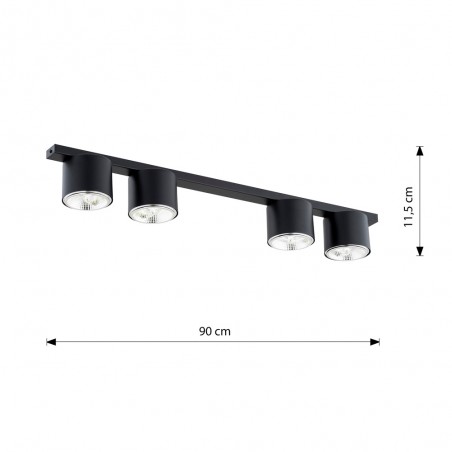 Réglette de plafond Valeno Noir (4 lumieres)