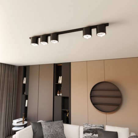 Réglette de plafond Valeno Noir (5 lumieres)