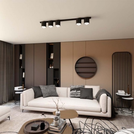 Réglette de plafond Valeno Noir (5 lumieres)