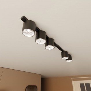 Réglette de plafond Valeno Noir (5 lumieres)