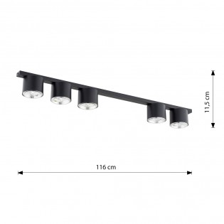 Réglette de plafond Valeno Noir (5 lumieres)