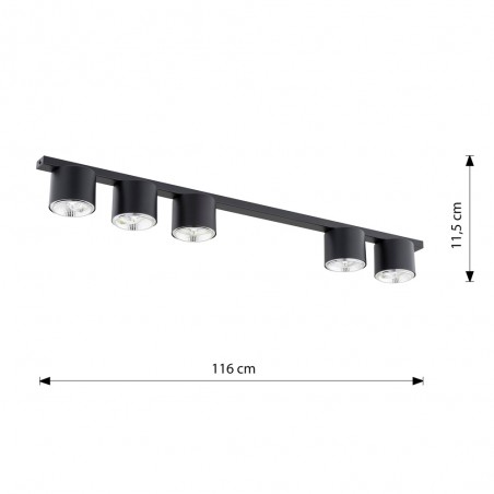 Réglette de plafond Valeno Noir (5 lumieres)