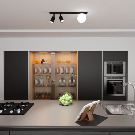 Réglette de plafond Ponsel Noir (3 lumieres)