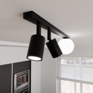 Réglette de plafond Ponsel Noir (3 lumieres)