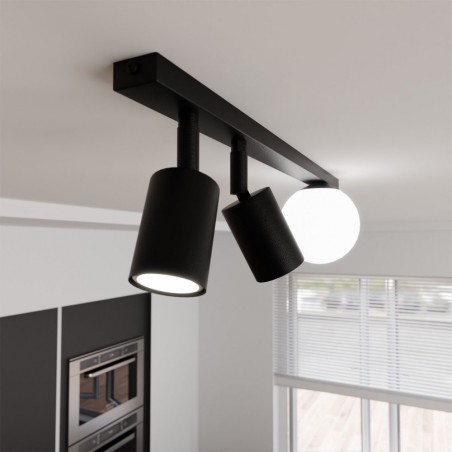 Réglette de plafond Ponsel Noir (3 lumieres)