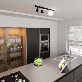 Réglette de plafond Ponsel Noir (3 lumieres)