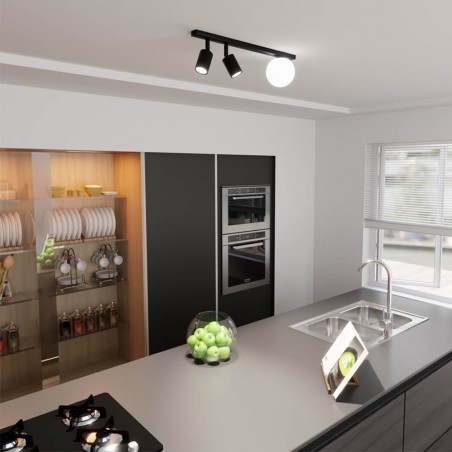 Réglette de plafond Ponsel Noir (3 lumieres)