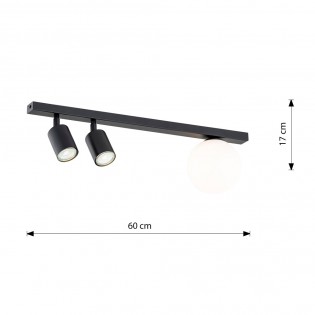 Réglette de plafond Ponsel Noir (3 lumieres)