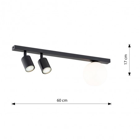 Réglette de plafond Ponsel Noir (3 lumieres)