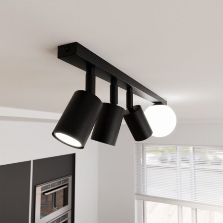 Réglette de plafond Ponsel Noir (4 lumieres)
