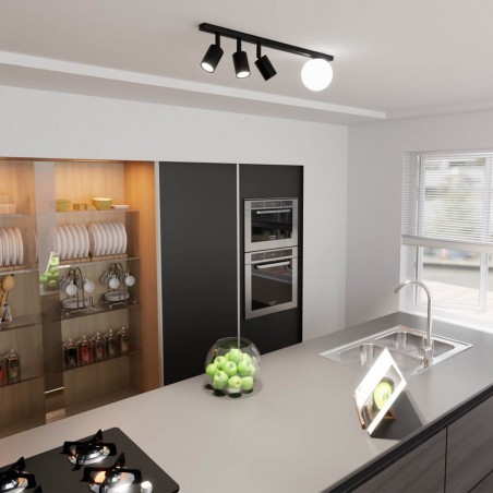 Réglette de plafond Ponsel Noir (4 lumieres)