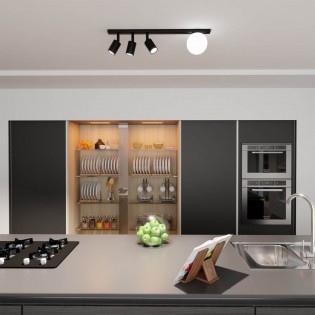 Réglette de plafond Ponsel Noir (4 lumieres)
