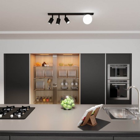 Réglette de plafond Ponsel Noir (4 lumieres)