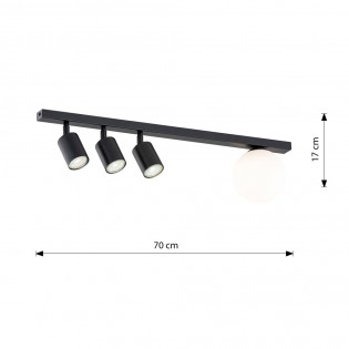Réglette de plafond Ponsel Noir (4 lumieres)