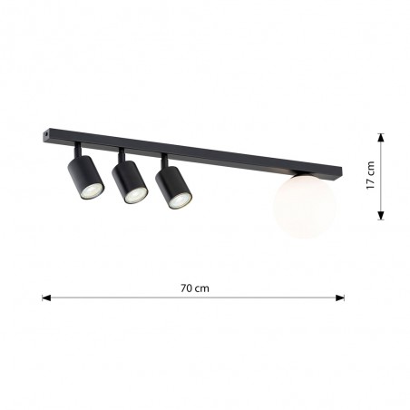 Réglette de plafond Ponsel Noir (4 lumieres)