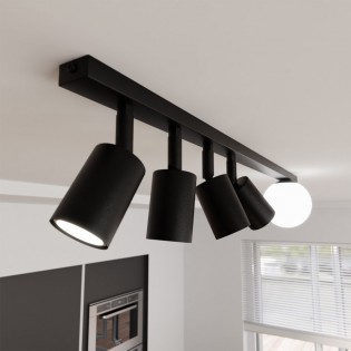 Réglette de plafond Ponsel Noir (5 lumieres)