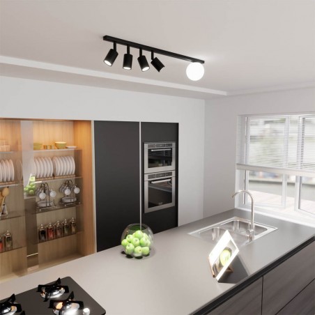 Réglette de plafond Ponsel Noir (5 lumieres)