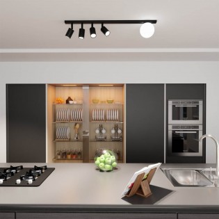 Réglette de plafond Ponsel Noir (5 lumieres)