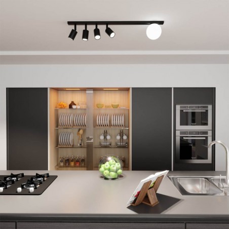 Réglette de plafond Ponsel Noir (5 lumieres)