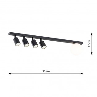Réglette de plafond Ponsel Noir (5 lumieres)