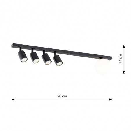 Réglette de plafond Ponsel Noir (5 lumieres)