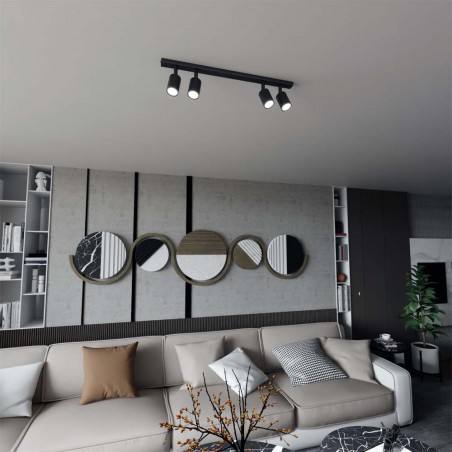 Réglette de plafond Dongor Noir (4 lumieres)