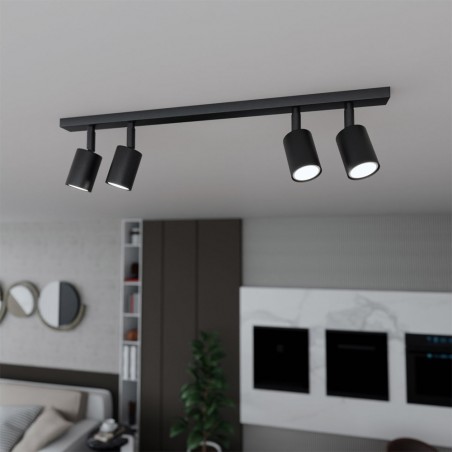 Réglette de plafond Dongor Noir (4 lumieres)