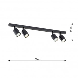 Réglette de plafond Dongor Noir (4 lumieres)