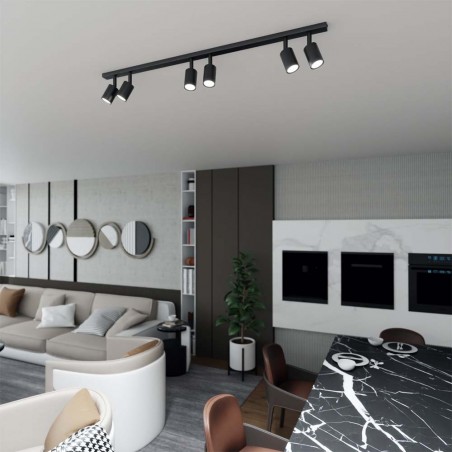 Réglette de plafond Dongor Noir (6 lumieres)