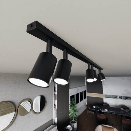 Réglette de plafond Dongor Noir (6 lumieres)