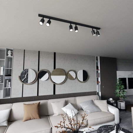 Réglette de plafond Dongor Noir (6 lumieres)