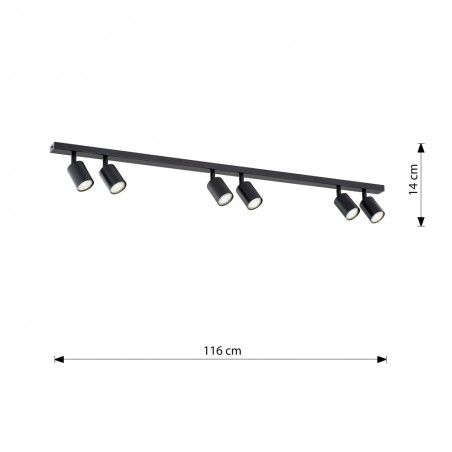 Réglette de plafond Dongor Noir (6 lumieres)
