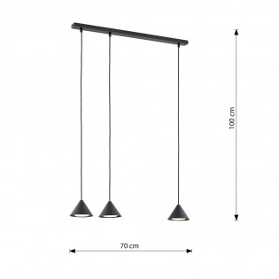 Lámpe de plafond Lout Noir (3 lumieres)