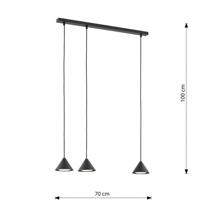 Lámpe de plafond Lout Noir (3 lumieres)