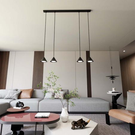 Lámpe de plafond Lout Noir (4 lumieres)