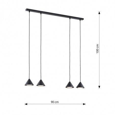 Lámpe de plafond Lout Noir (4 lumieres)