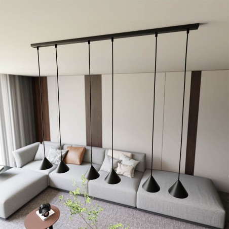 Lámpe de plafond Lout Noir (6 lumieres)