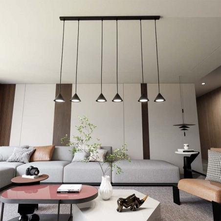 Lámpe de plafond Lout Noir (6 lumieres)