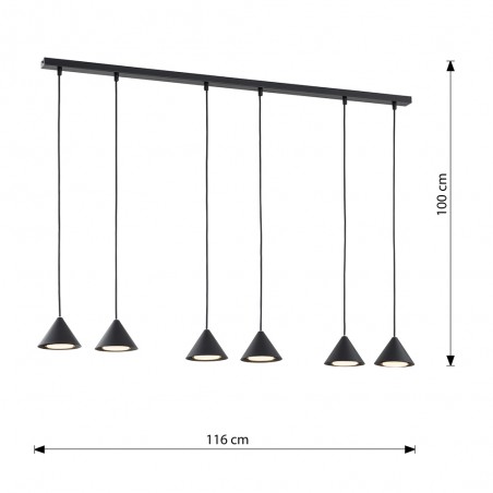 Lámpe de plafond Lout Noir (6 lumieres)