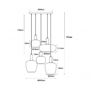 Lampe de suspension Ilona (5 lumieres)