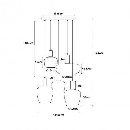 Lampe de suspension Ilona (5 lumieres)