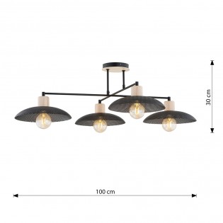 Lámpe de plafond Briana Noir (4 lumieres)