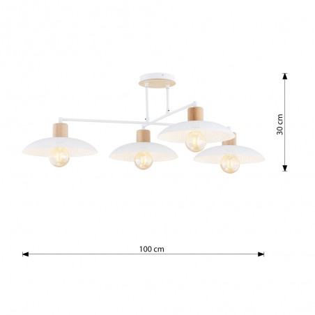 Lámpe de plafond Briana Blanc (4 lumieres)