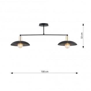 Lámpe de plafond Cima Noir (2 lumieres)