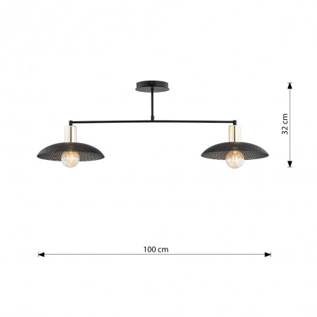 Lámpe de plafond Cima Noir (2 lumieres)