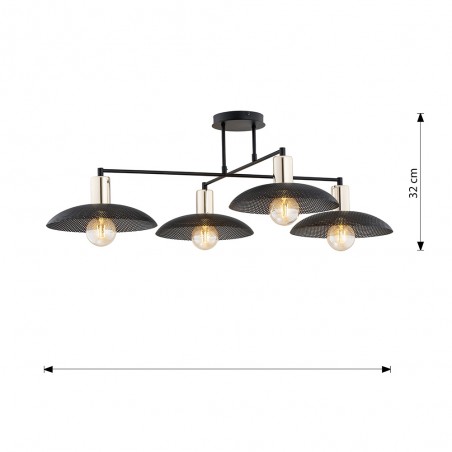 Lámpe de plafond Cima Noir (4 lumieres)