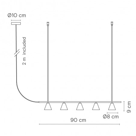 Suspension LED Rimini Linear (5x8.5W)