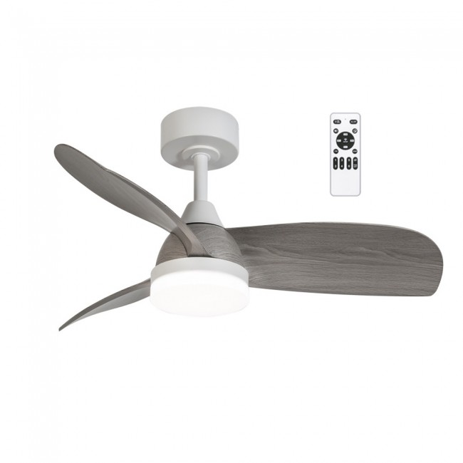 Ventilateur de plafond LED Borse Blanc+Cendré CCT Dim (18W)